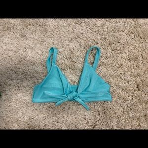 Blue self tie bikini top